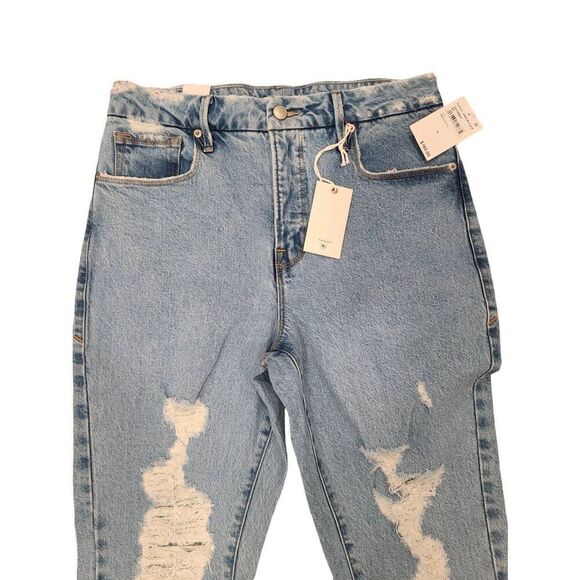 Good American Distressed Vintage Straight Jeans Womens 8/29 Blue Denim Cotton Bl - Picture 3 of 8